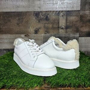 LAUREN RALPH LAUREN Angeline Leather Sneakers With Sherpa Size 11